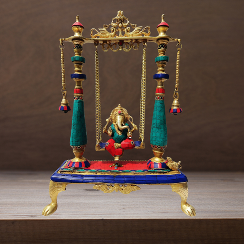 Brass Ganesh Ji Jhula Statue 7Kg