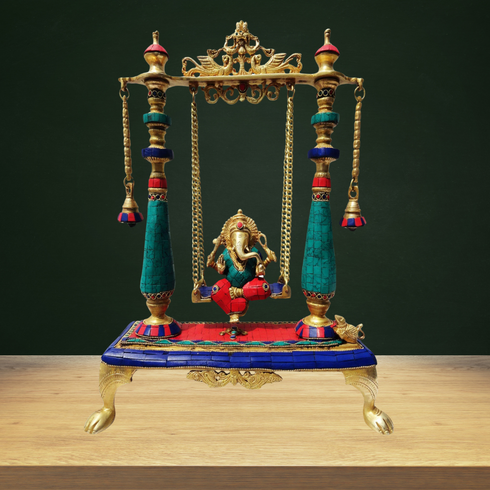 Brass Ganesh Ji Jhula Statue 7Kg