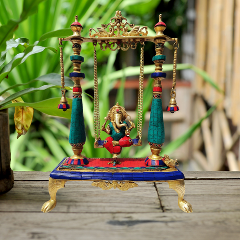 Brass Ganesh Ji Jhula Statue 7Kg