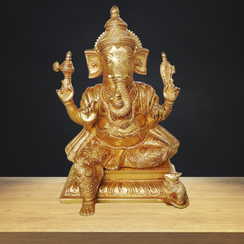Brass Ganesh Ji Big Statue 3.9Kg