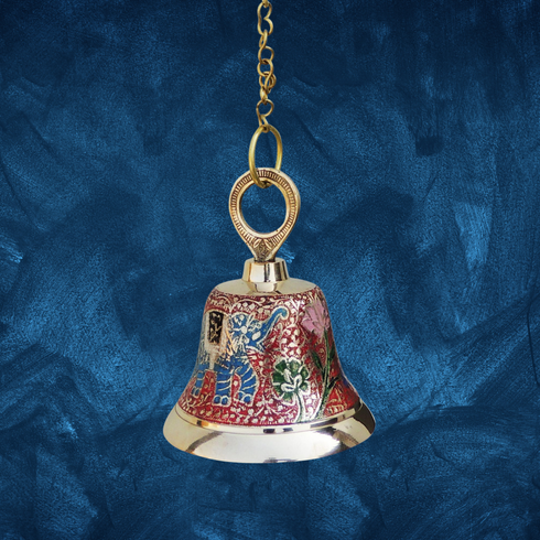 Brass Hanging Pooja Bell Red Color 0.372Kg