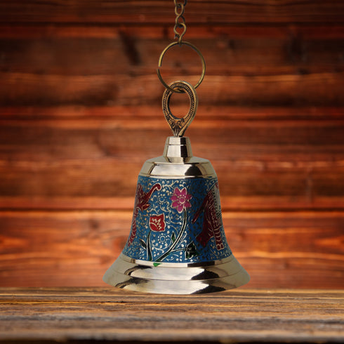 Brass Hanging Pooja Bell Blue Color 0.893Kg