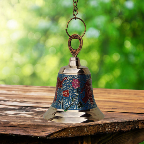Brass Hanging Pooja Bell Blue Color 0.893Kg