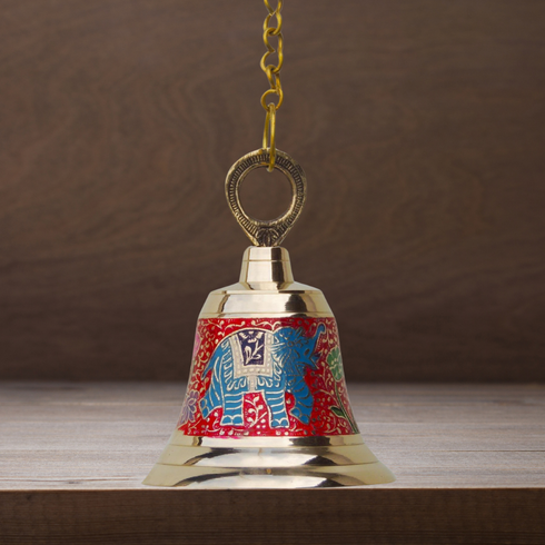 Brass Hanging Pooja Bell Red Color 0.628Kg