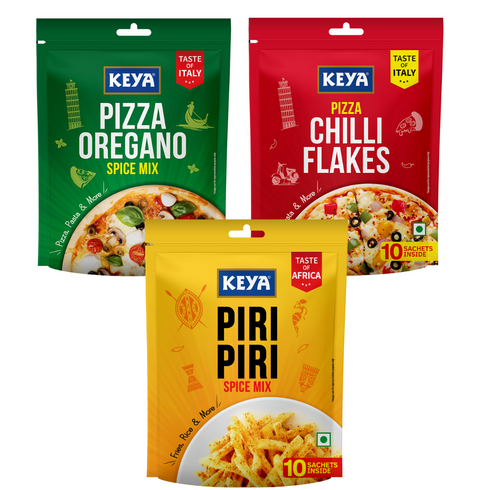 Keyafoods Keya Spice Mix Multipacks Pizza Oregano 40g Piri Piri 40g Pizza Chilli Flakes 20g Pack of 3