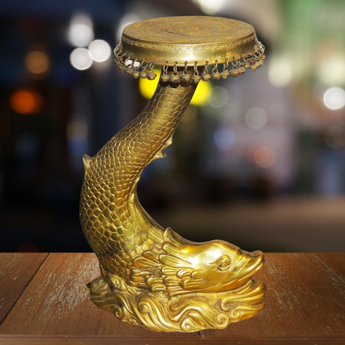 Brass Fish Side Table Stool Stand 12.21Kg