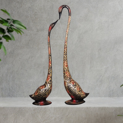 Brass Duck Pair Statue In Red Colour Medium 5.68kg