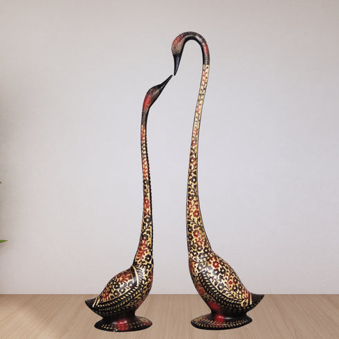 Brass Duck Pair Statue In Red Colour Medium 5.68kg