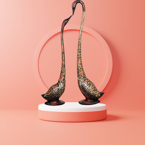 Brass Duck Pair Statue In Red Colour Medium 5.68kg