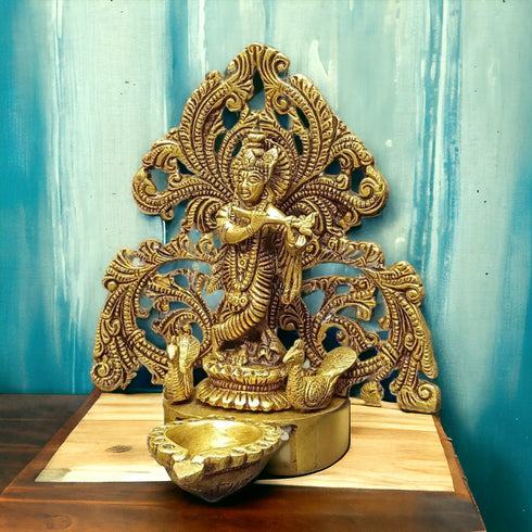 Tamas Brass Krishna Oil Lamp Diya Deepam
