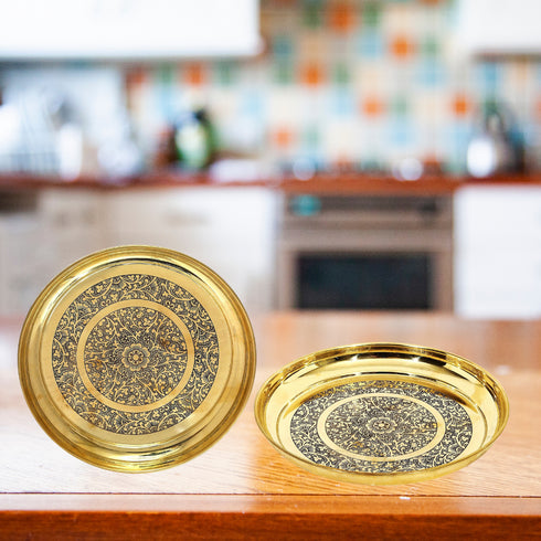 Brass Thali Embossed Design 0.66Kg