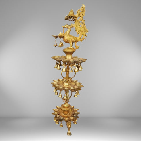 Brass Peacock Shape 3 Floor Oil Lamp 27kg