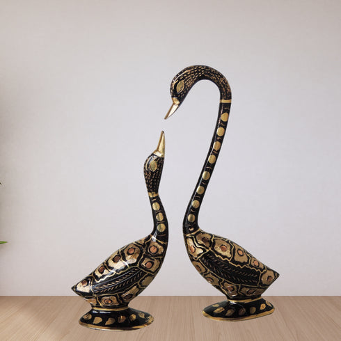 Brass Showpiece Duck Pair Statue 0.73kg