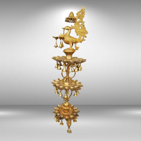 Brass Peacock Shape 3 Floor Oil Lamp 27kg