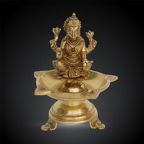 Brass Laxmi Oil Lamp Deepak 6 Wicks 2.25kg