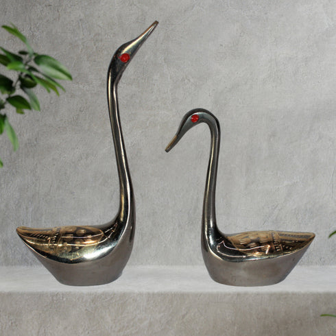 Brass Showpiece Duck Pair Statue 220g