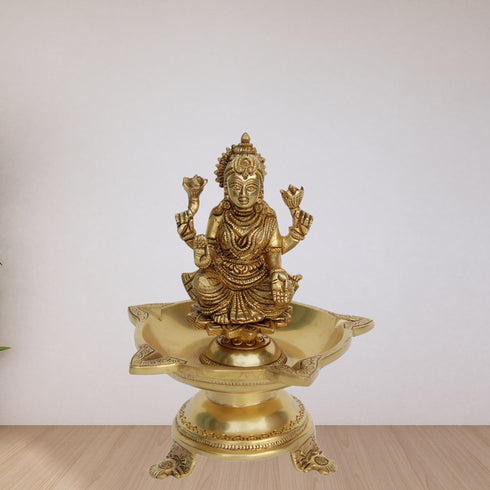 Brass Laxmi Oil Lamp Deepak 6 Wicks 2.25kg