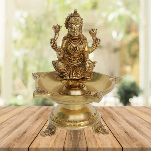 Brass Laxmi Oil Lamp Deepak 6 Wicks 2.25kg