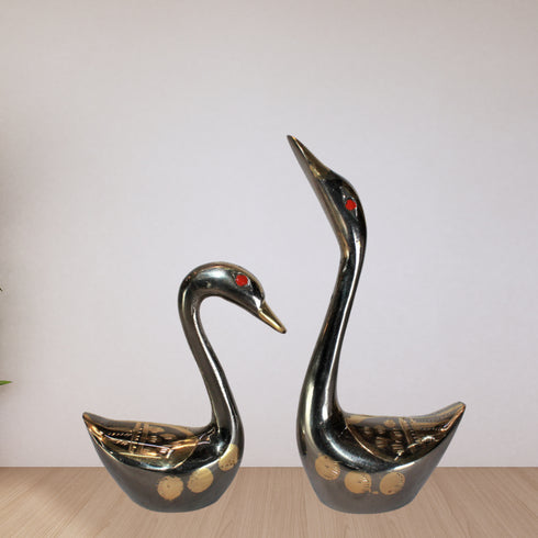 Brass Showpiece Duck Pair Statue 573g