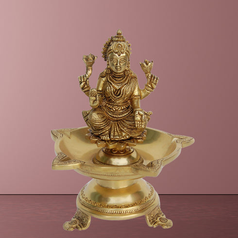 Brass Laxmi Oil Lamp Deepak 6 Wicks 2.25kg