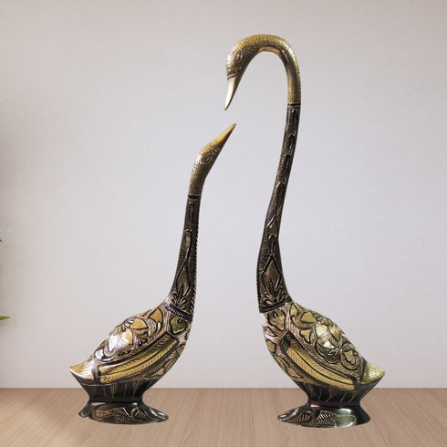 Brass Showpiece Duck Pair Statue With Color Finish 1.38kg