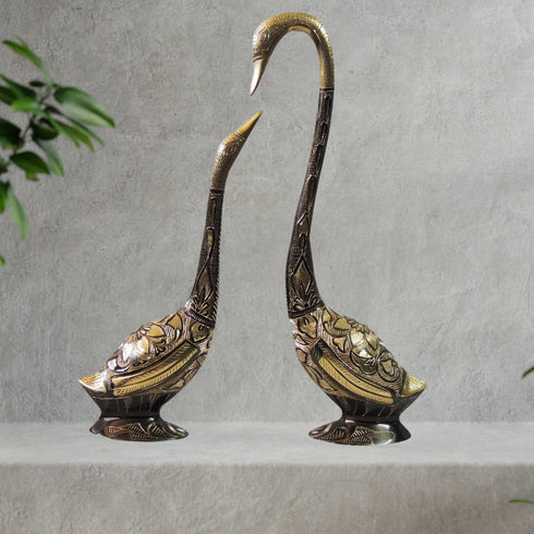Brass Showpiece Duck Pair Statue With Color Finish 1.38kg