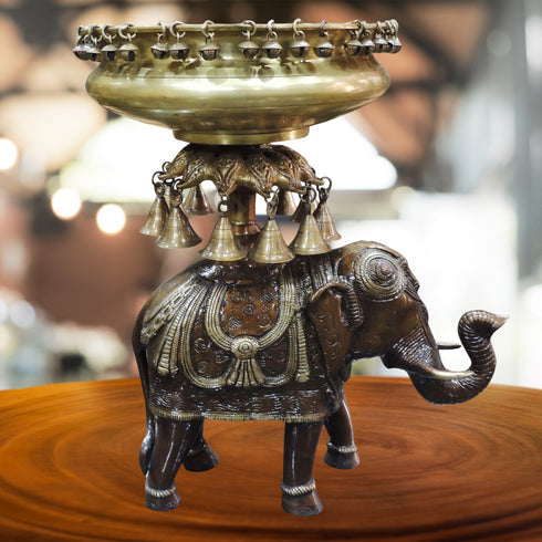 Brass Elephant Urli For Home/Event 17.5Kg