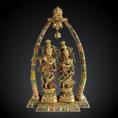 Brass Radha Krishna Darbar Colour God Statue 58Kg