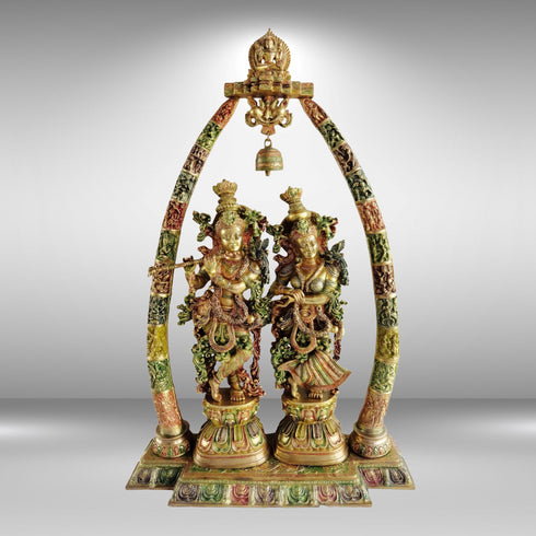 Brass Radha Krishna Darbar Colour God Statue 58Kg