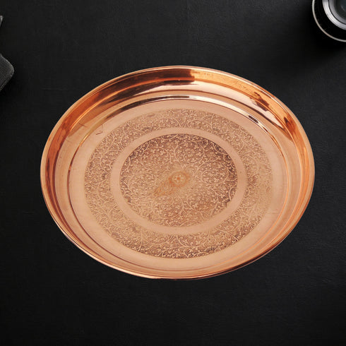Copper Thali Embose Design 0.48kg