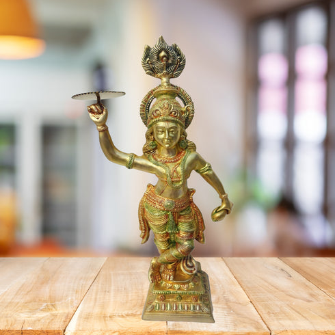 Brass Krishan Ji With Chakra God Idol Statue 12.614kg