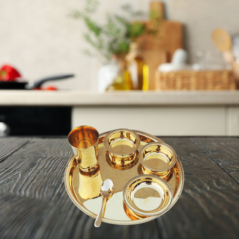 Pure Brass Thali Set 6 Pcs 1.01kg