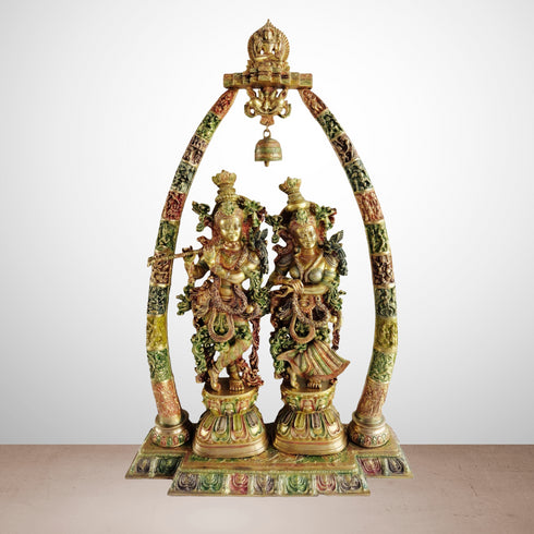 Brass Radha Krishna Darbar Colour God Statue 58Kg