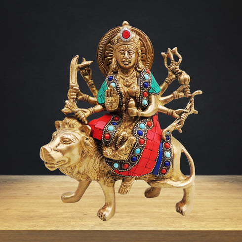 Brass Durga Ji God Idol Statue 2.29Kg