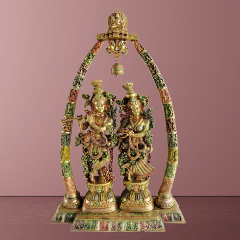 Brass Radha Krishna Darbar Colour God Statue 58Kg