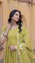Pomcha Jaipur Yellow Booti Gotta Jaal Cotton Anarkali Set