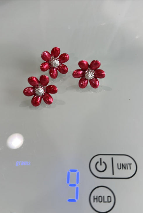 Pure Silver Red Color Flowers 9g (Pack of 3)