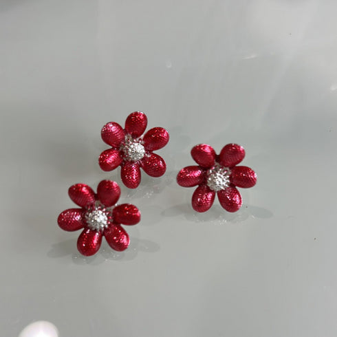 Pure Silver Red Color Flowers 9g (Pack of 3)