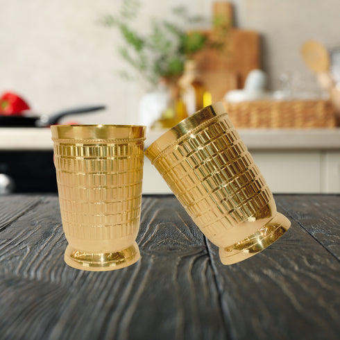 Brass Glass with Nakashi Design 181g(Pack of 16)