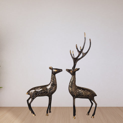 Brass Showpiece Deer Pair Statue 1.7kg