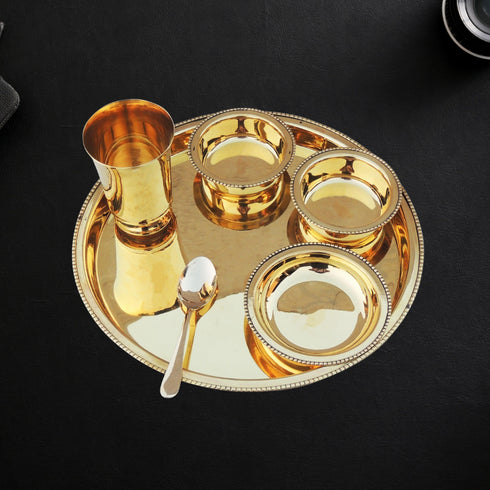 Pure Brass Thali Set 6 Pcs 1.01kg
