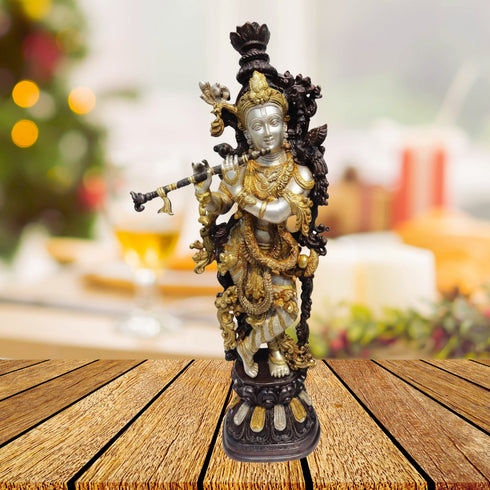 Brass Krishna God Idol Statue 15.4kg