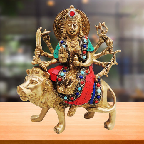 Brass Durga Ji God Idol Statue 2.29Kg