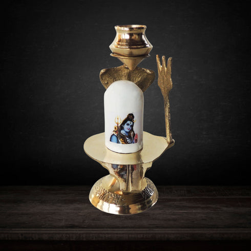 Brass Shiv Ling White Stone 0.11Kg