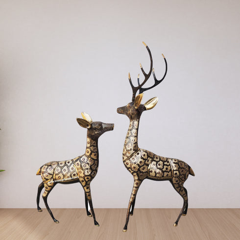 Brass Deer Pair Statue 7.76kg