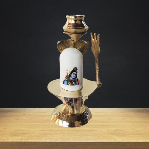 Brass Shiv Ling White Stone 0.11Kg
