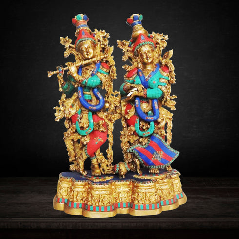 Brass Radha Krishna Same Base Big Stone 38.75Kg