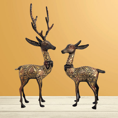 Brass Showpiece Deer Pair 2.72kg