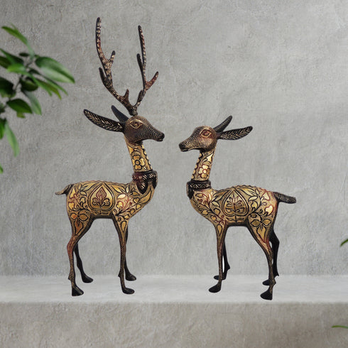 Brass Showpiece Deer Pair 2.72kg