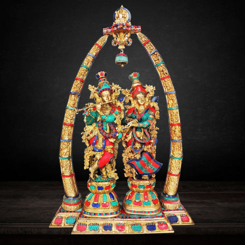 Brass Radha Krishna Darbar Stone Work 63Kg
